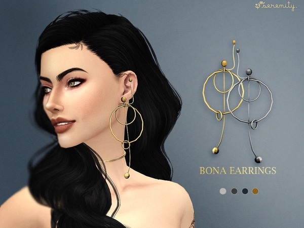  The Sims Resource: Bona Earrings by serenity cc