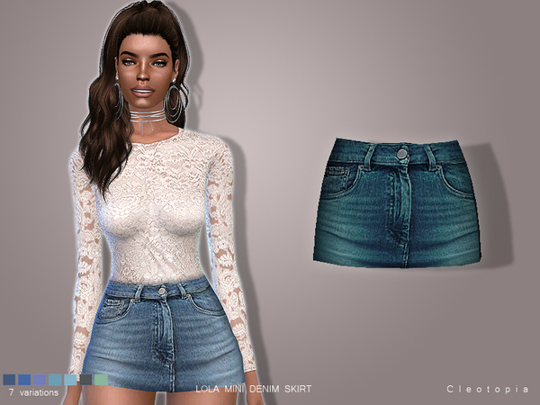  The Sims Resource: Set74  LOLA Denim Mini Skirt by Cleotopia