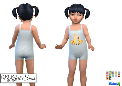 NY Girl Sims: Lace Trim Toddler Pajama Bodysuit Animals