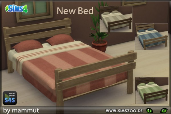  Blackys Sims 4 Zoo: Double wooden bed by mammut