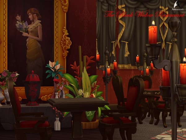  The Sims Resource: The Black Widow Restaurant and Bar  No CC by AvenicciX