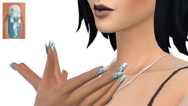  La Luna Rossa Sims: White Flower nails