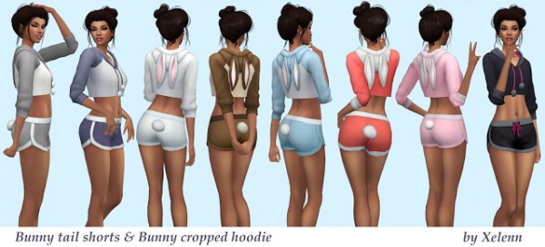  The Sims 4 Xelenn: Bunny   shorts, sweater, cropped hoodie