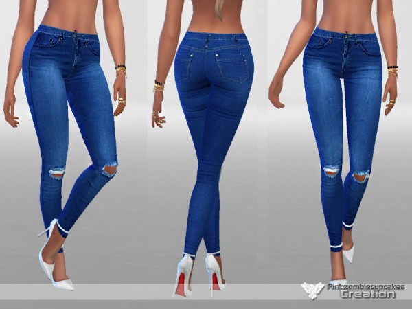 The Sims Resource: Dark Ripped Denim Jeans by Pinkzombiecupcakes • Sims ...