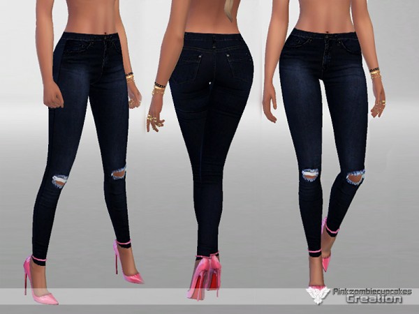  The Sims Resource: Dark Ripped Denim Jeans by Pinkzombiecupcakes
