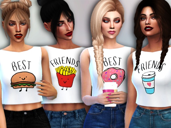  The Sims Resource: Friends and Fries Matching Tops   Perfect Patio by Simlark