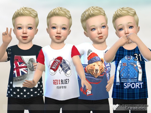  The Sims Resource: Toddler Boy T shirt Collection 01 by Pinkzombiecupcakes