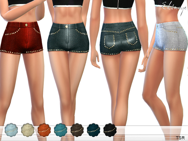  The Sims Resource: High Waisted Leather Shorts by ekinege