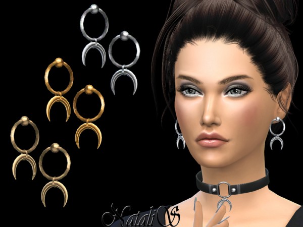  The Sims Resource: Metal horn earrings by NataliS