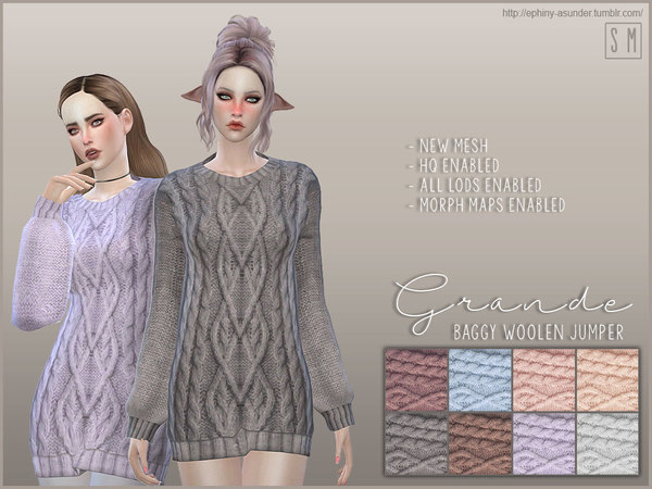  The Sims Resource: Grande    Baggy Woolen Jumper by Screaming Mustard