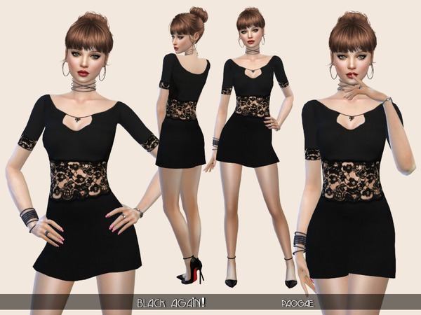  The Sims Resource: Black again dress by Paogae