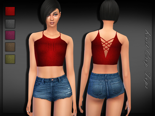 The Sims Resource: Knit Crop Tops by Saliwa