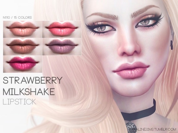  The Sims Resource: Strawberry Milkshake Lipstick N110 by Pralinesims