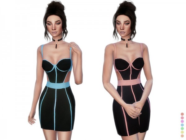  The Sims Resource: Neon Striped Dress by itsleeloo