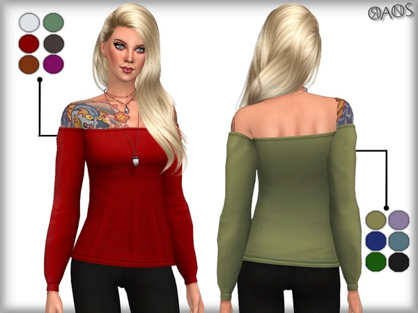  The Sims Resource: Off Shoulder Top by Oranos TR