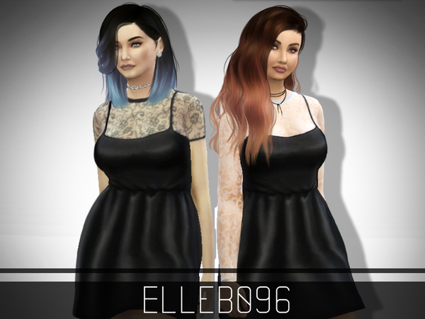  The Sims Resource: Lace and Satin Dress by Elleb096