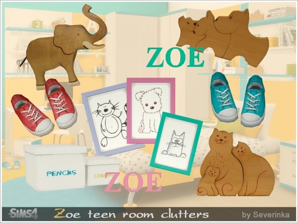  The Sims Resource: Zoe teen room clutters by Severinka