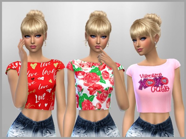  The Sims Resource: Valentine Crop Tops by SweetDreamsZzzzz