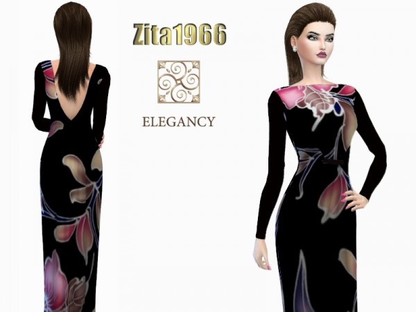  The Sims Resource: Pink on Style Elegancy   Vintage Glamour dress by ZitaRossouw