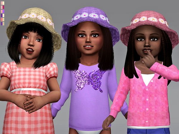  The Sims Resource: Toddler Wicker Flower Hat by Margeh 75