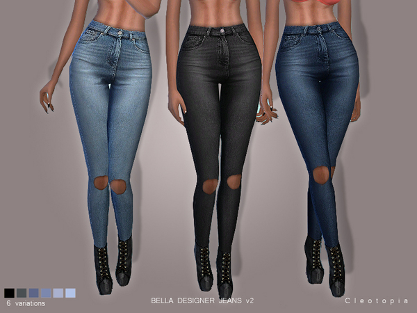  The Sims Resource: Set73   BELLA Jeans v2 Ripped knees by Cleotopia