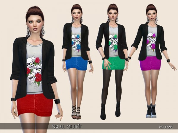  The Sims Resource: Skull Outfit by Paogae