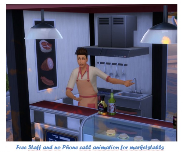  Mod The Sims: Free Staff and no phone call animation for marketstalls, barista and bartender by LittleMsSam