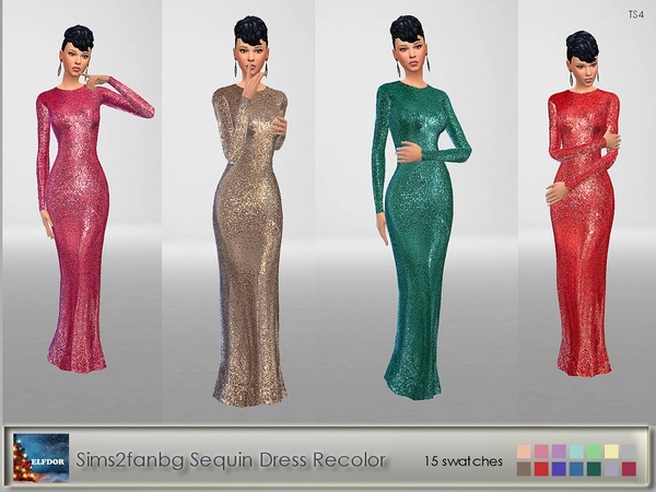  The Sims Resource: Sequin Dress Recolor by Elfdor