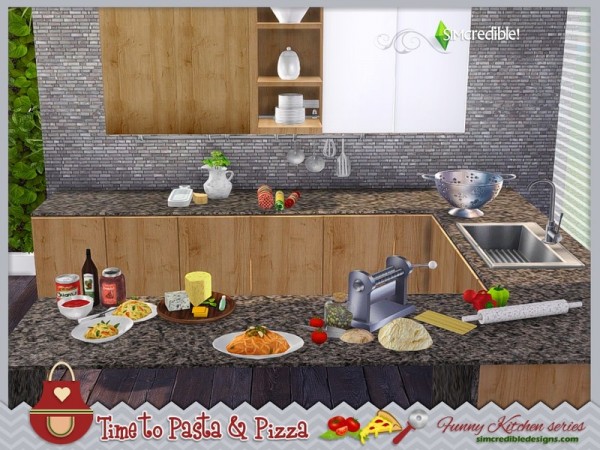  The Sims Resource: Funny kitchen series   Time to Pasta and Pizza by SIMcredible!