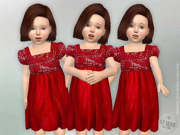  The Sims Resource: Red Party Dress for Toddler by lillka
