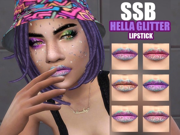  The Sims Resource: HELLA Glitter Lipstick by SavageSimBaby