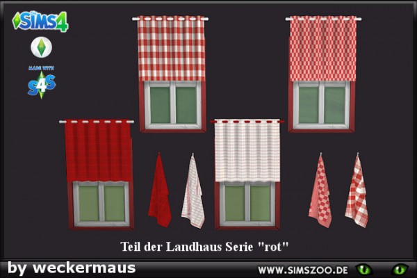  Blackys Sims 4 Zoo: Curtain Crockery Set red by weckermaus