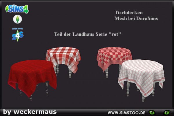  Blackys Sims 4 Zoo: Tablecloth round and red by weckermaus
