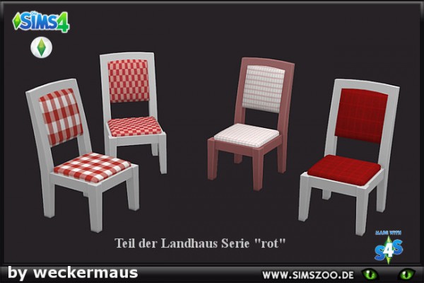 Blackys Sims 4 Zoo: Dining chair red by weckermaus