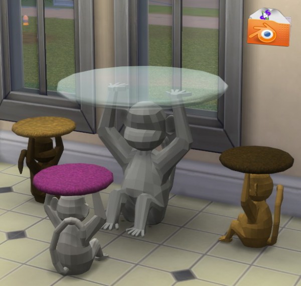  Simsworkshop: Crocobaura Silver Monkey Table and Chair by BigUglyHag