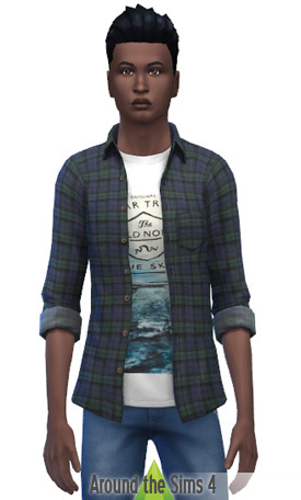  Around The Sims 4: Plaid Open Shirt with Alice in Chains T Shirt