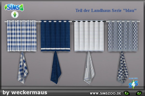 Blackys Sims 4 Zoo: Curtain and Crockery blue by weckermaus