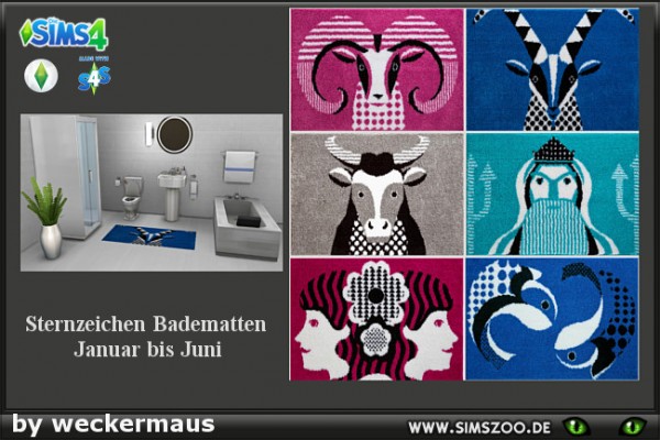  Blackys Sims 4 Zoo: Star sign bathroom rug 01 by weckermaus