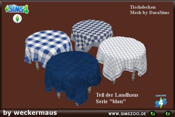  Blackys Sims 4 Zoo: Tablecloth set blue by weckermaus