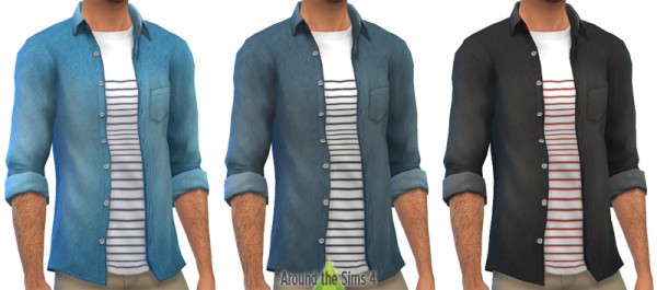  Around The Sims 4: Denim Open Shirt