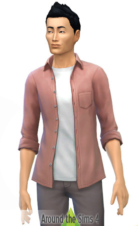  Around The Sims 4: Open Shirt rolled sleeves   Pastel
