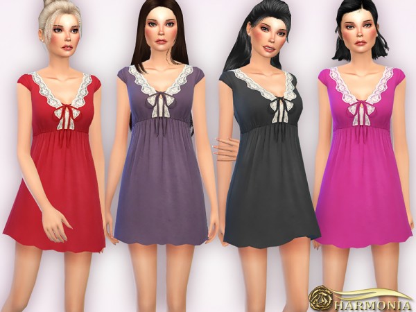  The Sims Resource: Lace trimmed Cotton Chemise by Harmonia
