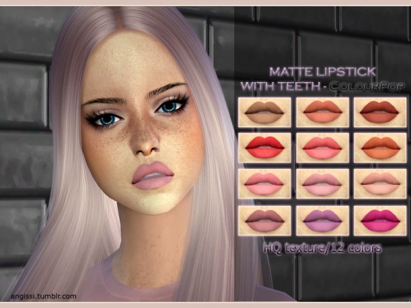  The Sims Resource: Matte lipstick with teeth by ANGISSI