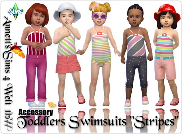  Annett`s Sims 4 Welt: Accessory Toddlers Swimsuits Stripes