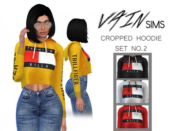  The Sims Resource: Cropped Hoodie Set No2 by VainSims
