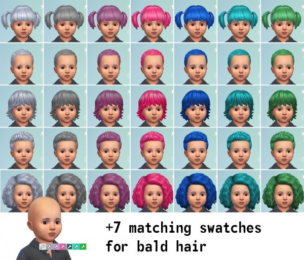  Mod The Sims: Freedris Dyed Hair for Toddlers   Hair and Eyebrow Recolours by freedri
