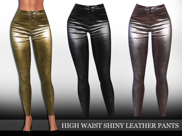  The Sims Resource: High Waisted Leather Shiny Pants by Saliwa