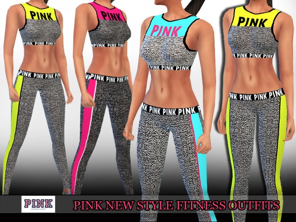  The Sims Resource: Pink Trendy Fitness Outfits by Saliwa
