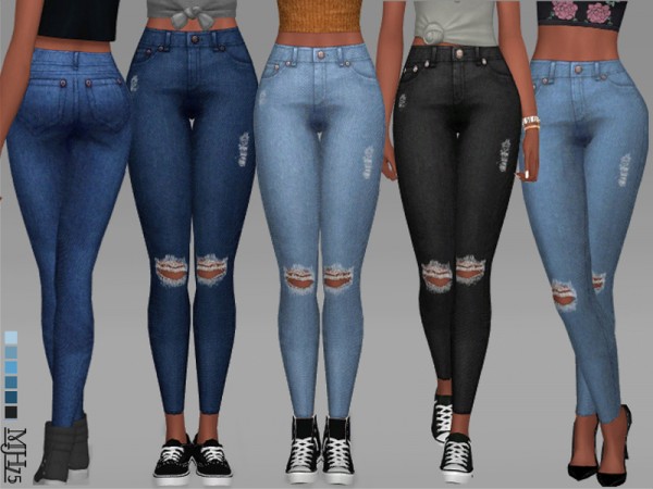  The Sims Resource: High Waisted Ripped Jeans by Margeh 75