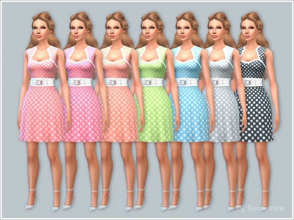  The Sims Resource: Fashion style   polka dot dress by Severinka